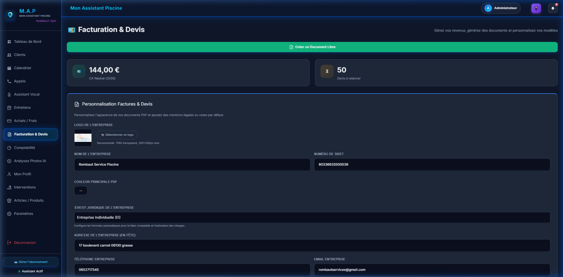 Facturation et devis M.A.P